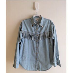 Bay 6 Fringe Denim button down top